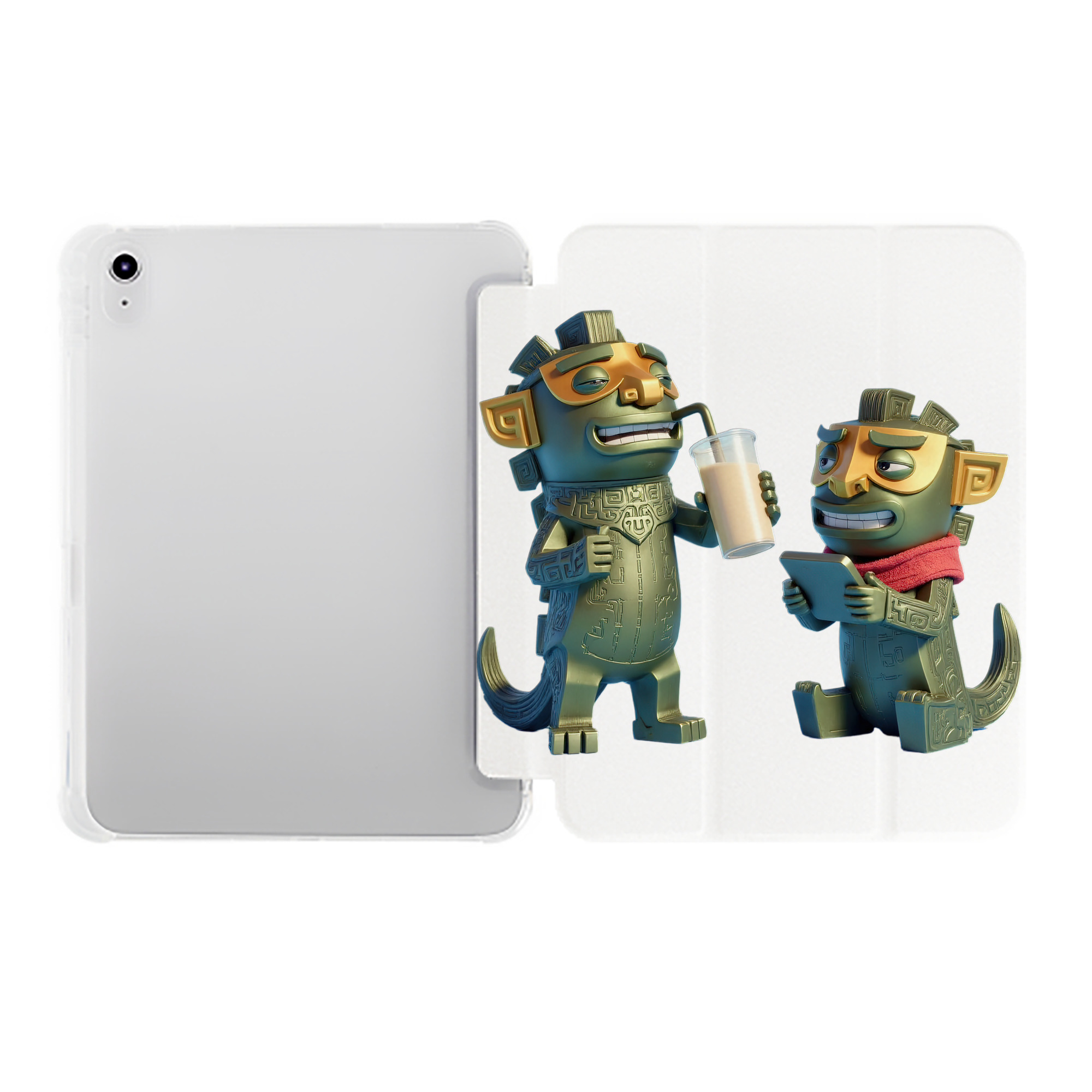 （画像用） Ne Zha 2 ナタ 魔童の大暴れ IPad ケース ペン収納付き 三つ折りスタンド PUレザー×シリコン 対応機種9.5/10.5/10.9インチ